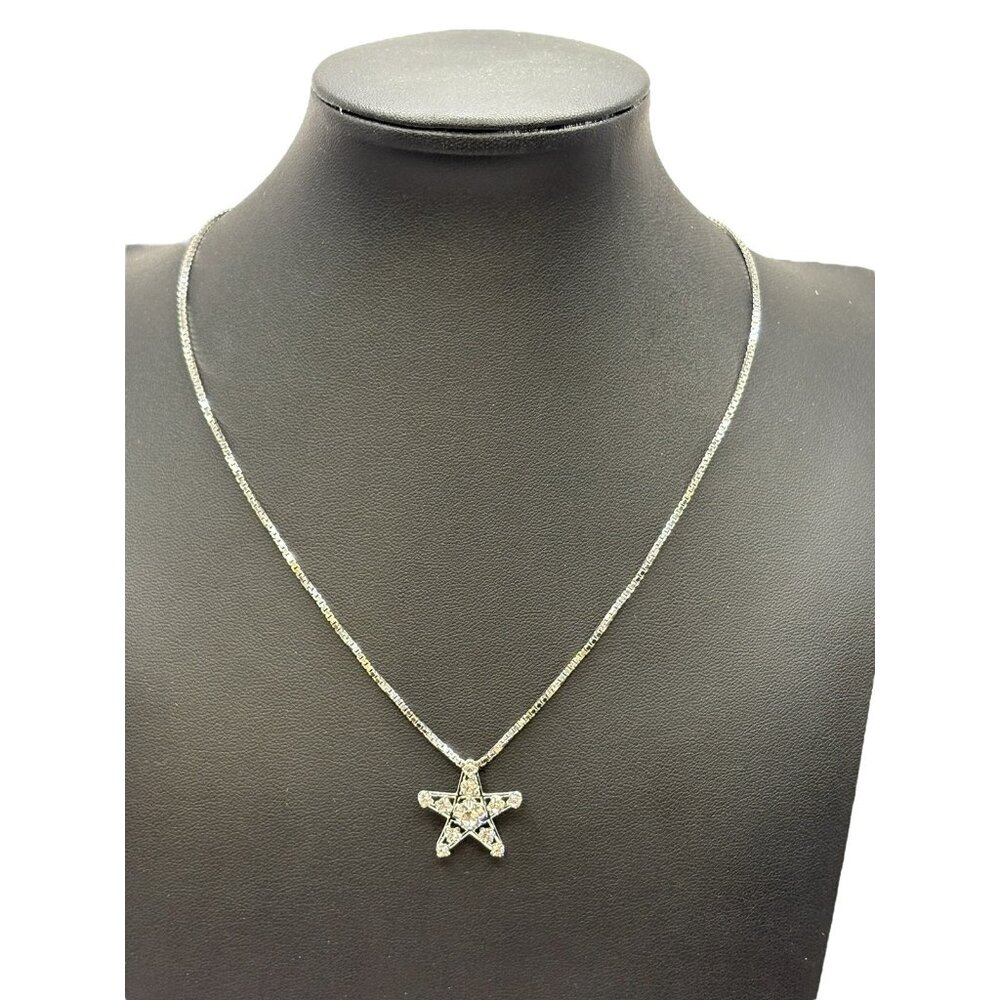 Swarovski Crystal Star Pendant Bailee Necklace Swan Signed Silver Tone Authentic